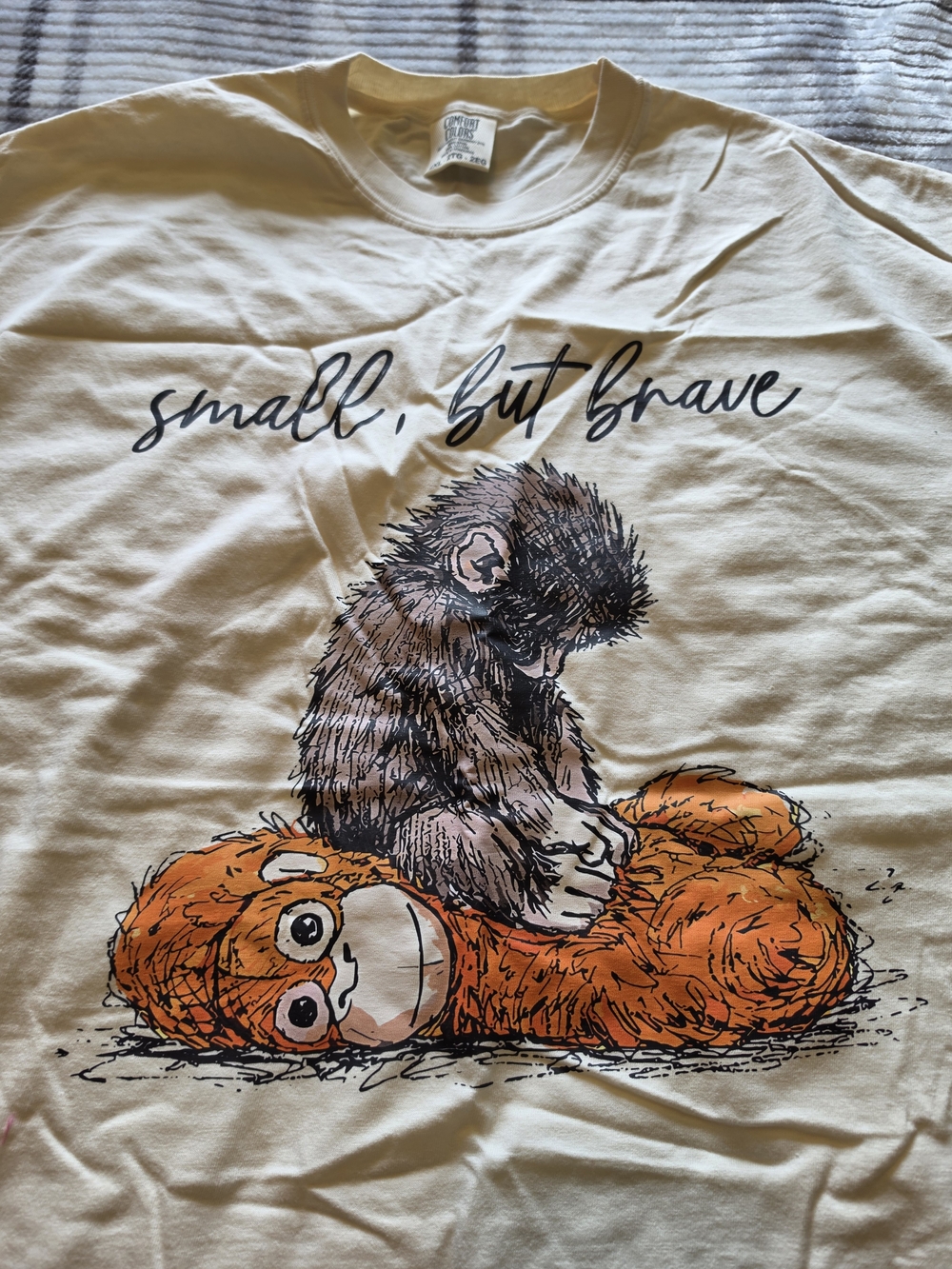 Comfort Colors Cream Short Sleeve Tee with Orange and Black Graphic - Picture 2 of 4